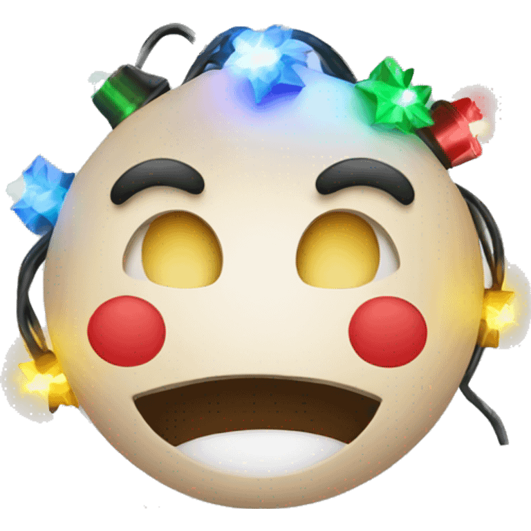 christmas lights around happy face emoji