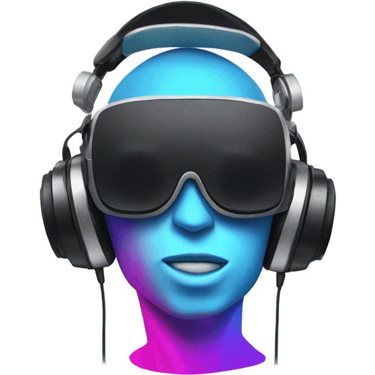 Dj emoji with dj kit, vr headset on top of the head emoji