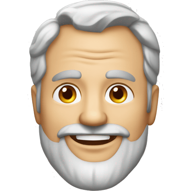 mid 50s dad, grinning, muscular, with beard, grey hair, portrait, t shirt emoji