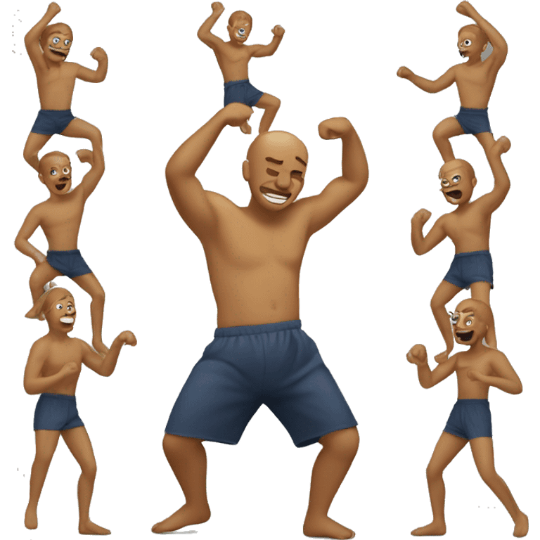 Guy dancing with only boxers on emoji