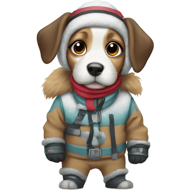 Puppy in snow gear emoji