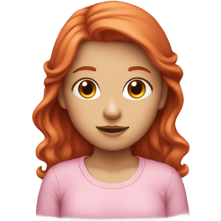 cute Redhead girl wearing pink emoji