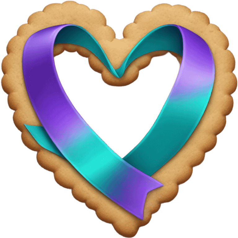 Purple teal Suicide awareness ribbon, heart cookie emoji