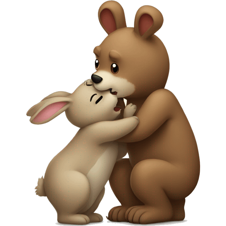 Bear kissing rabbit emoji