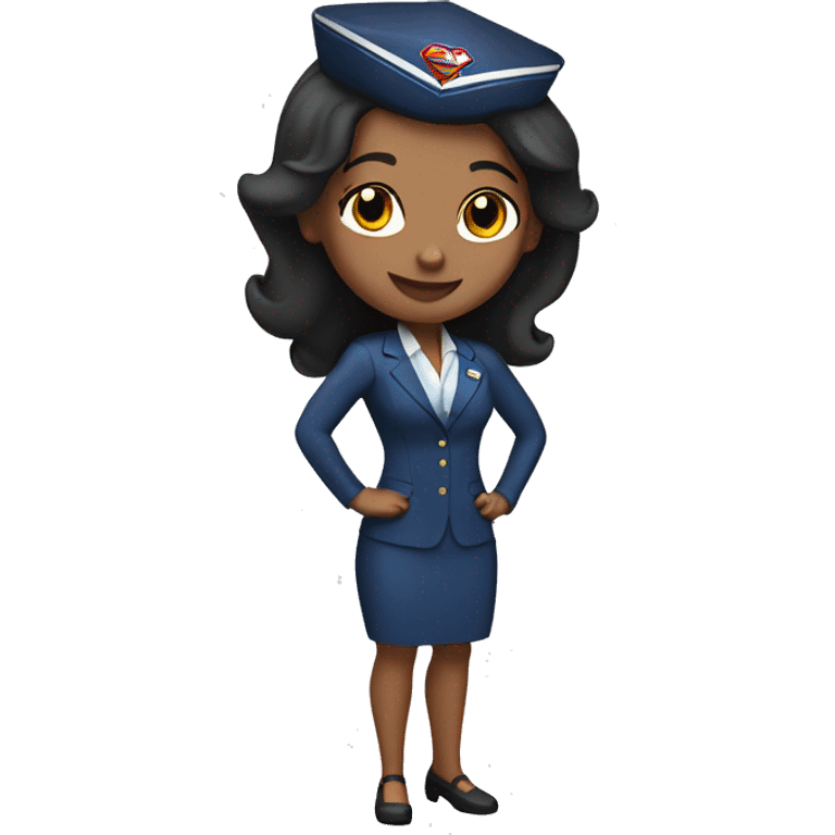 Generate A female flight attendant in supergirl pose  emoji