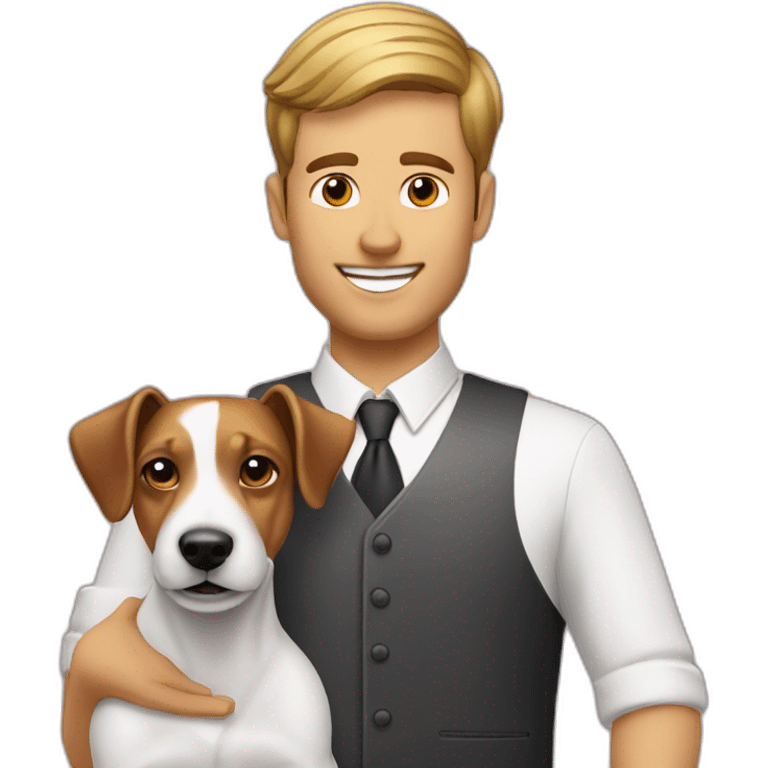 Morn hair cut Man with jack russell terrier dog emoji