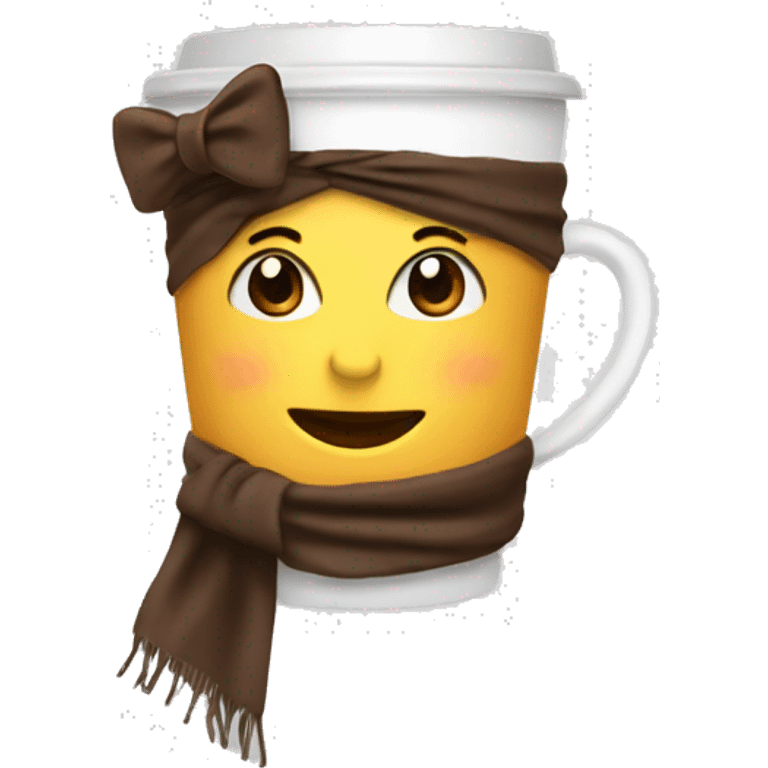 coffe with scarf and bow on the head emoji