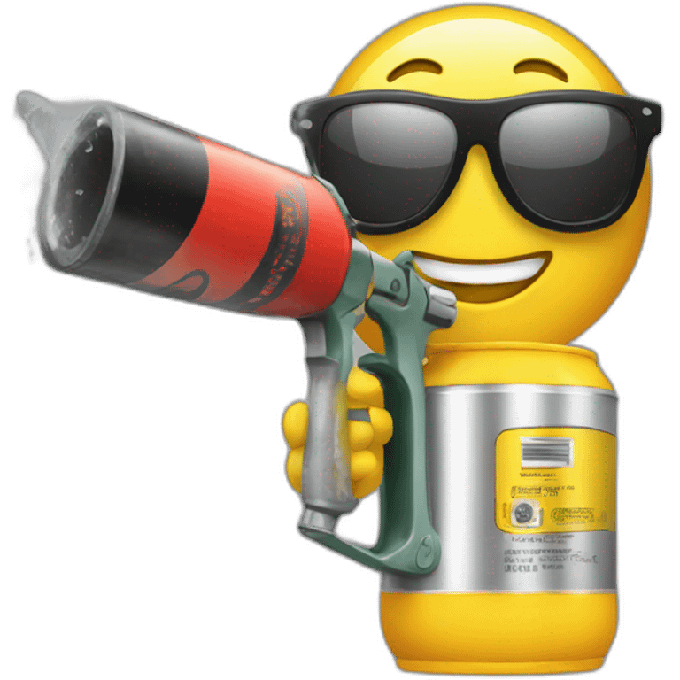 smile with sunglasses holding a spraycan emoji