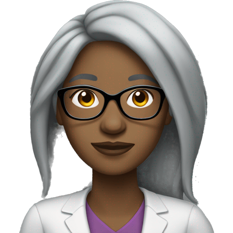 African American woman with glasses and long grey hair emoji