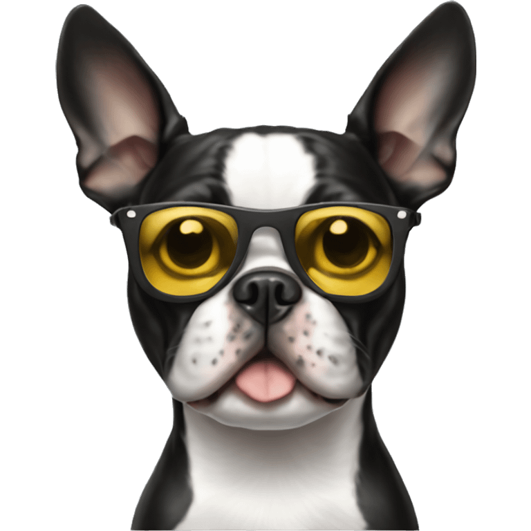 Boston terrier with sunglasses emoji