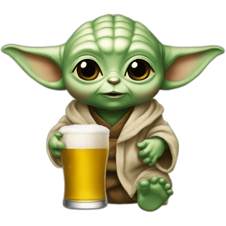 Bébé Yoda à une bière emoji