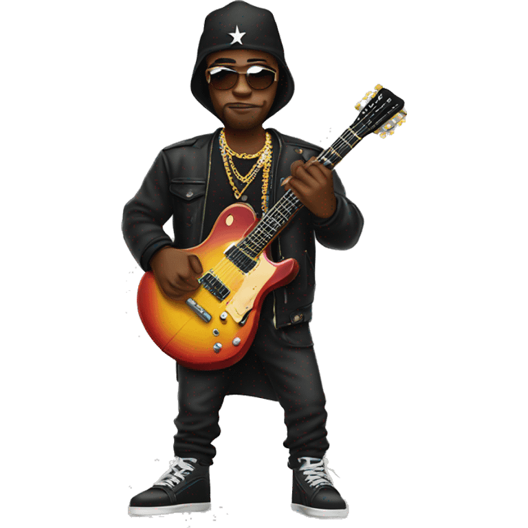 Black Rappers wearing jewel with a Rockstar guitar emoji