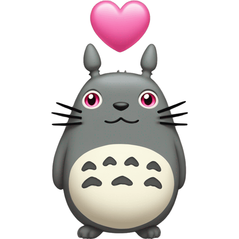 Totoro with pink heart eyes emoji