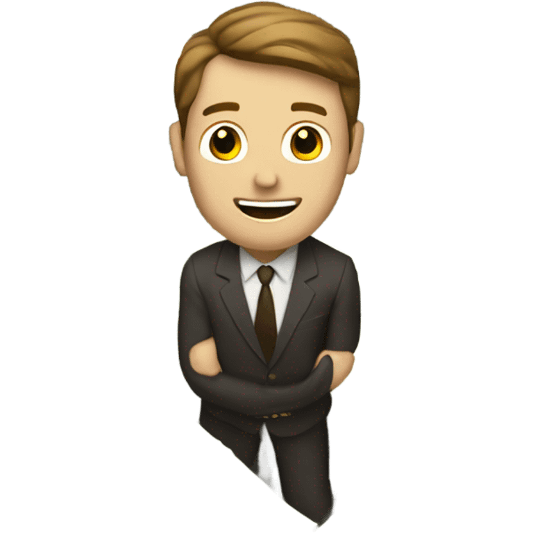 White male with brown hair standing on a pile of cash emoji