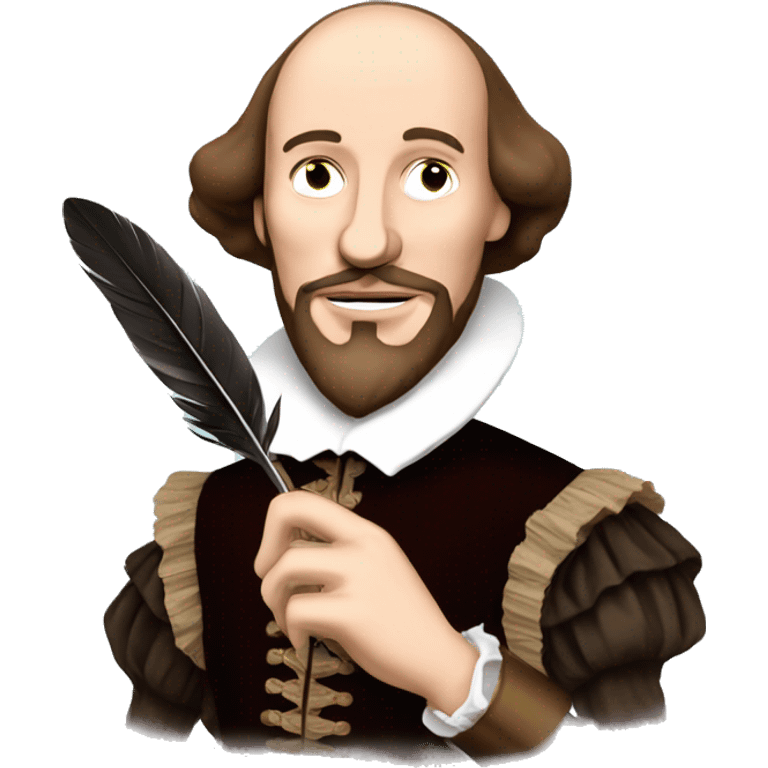 William Shakespeare holds a feather in his hand emoji