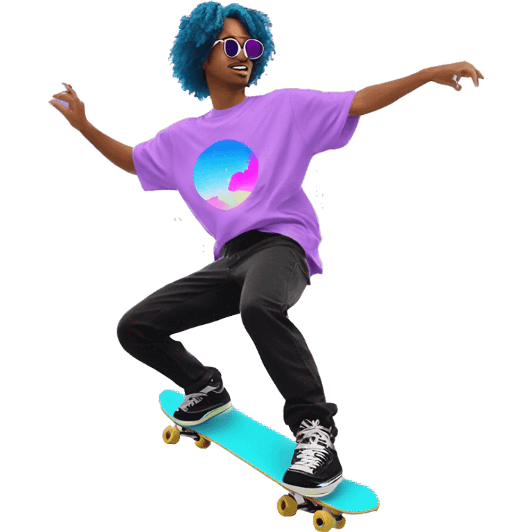 Vaporwave person dancing Skater fashion aesthetic baggy clothes graphic t shirt 420 emoji