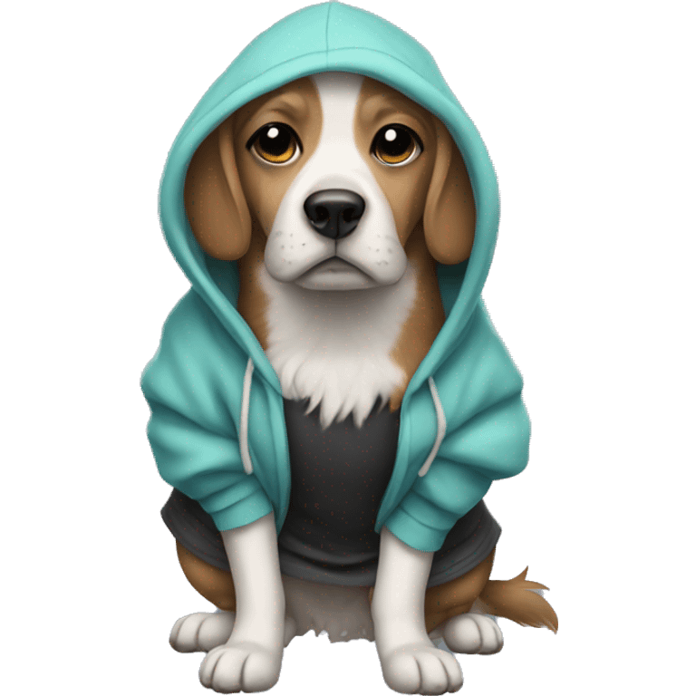 dog in a hoodie with a tutu emoji