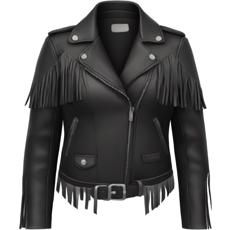 women’s black leather jacket with fringe emoji