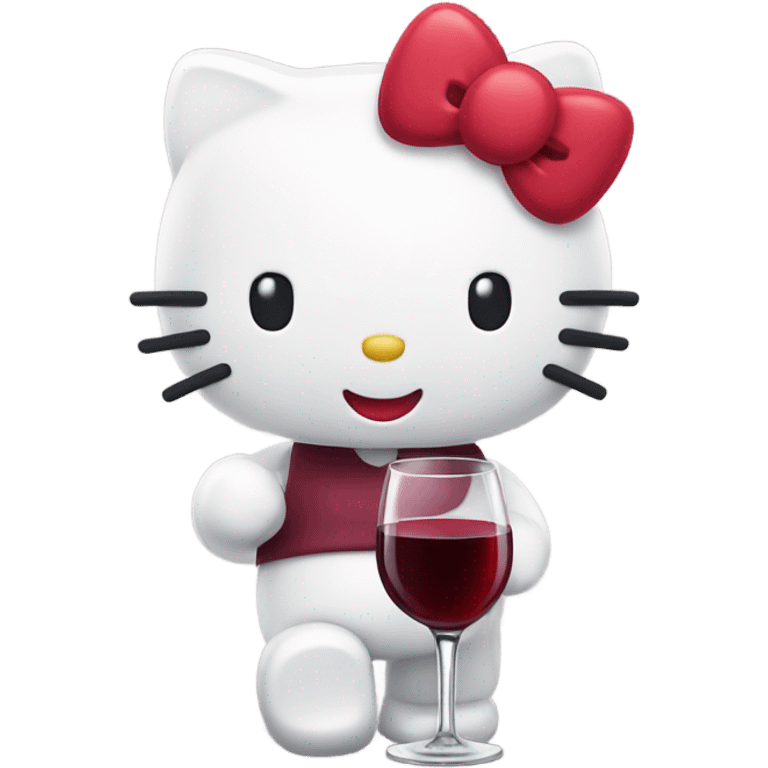 Hello Kitty drinking red wine emoji