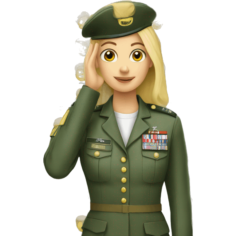 Blonde female military officer saluting emoji