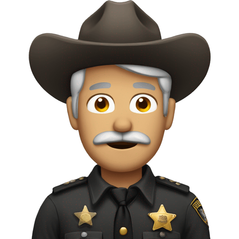 sheriff with mustache and nose piercing and gray hair emoji