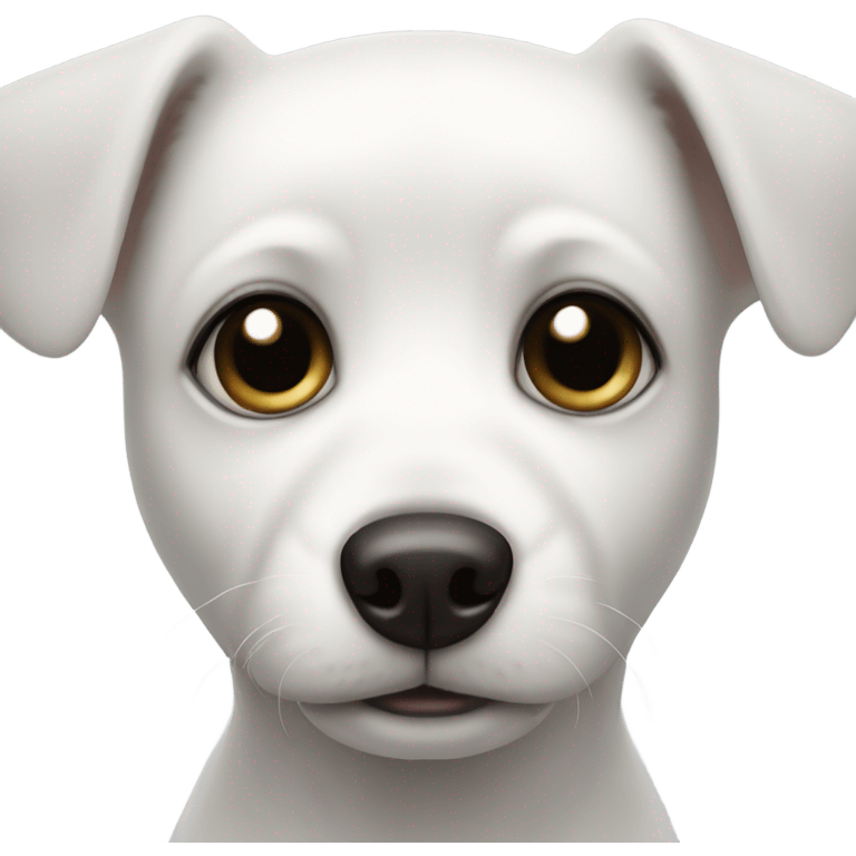 White small dog with black around its eyes emoji