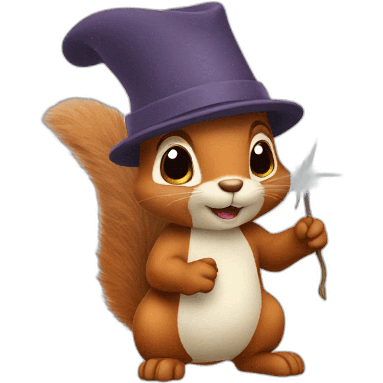 A squirrel with a wand and a beret emoji