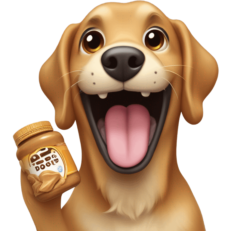 dog eating peanut butter emoji