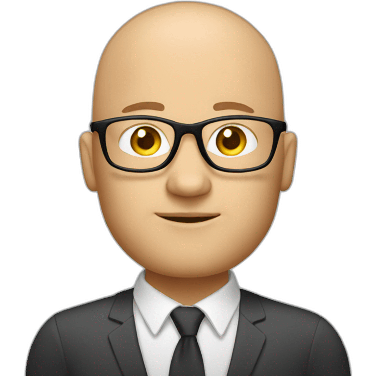 marketing strategist, 40 years old, bald, wearing bold glasses, emoji