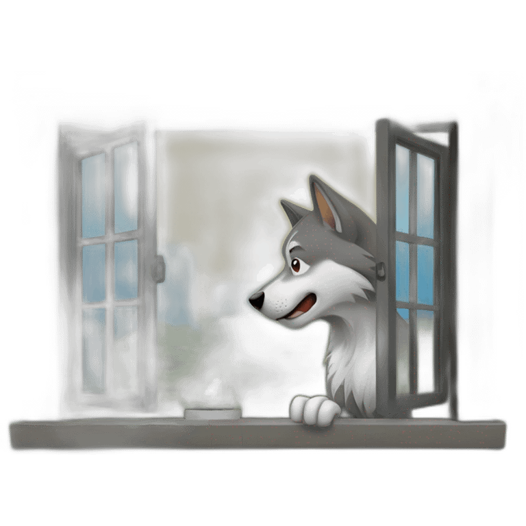 Hombre lobo mirando por una ventana emoji