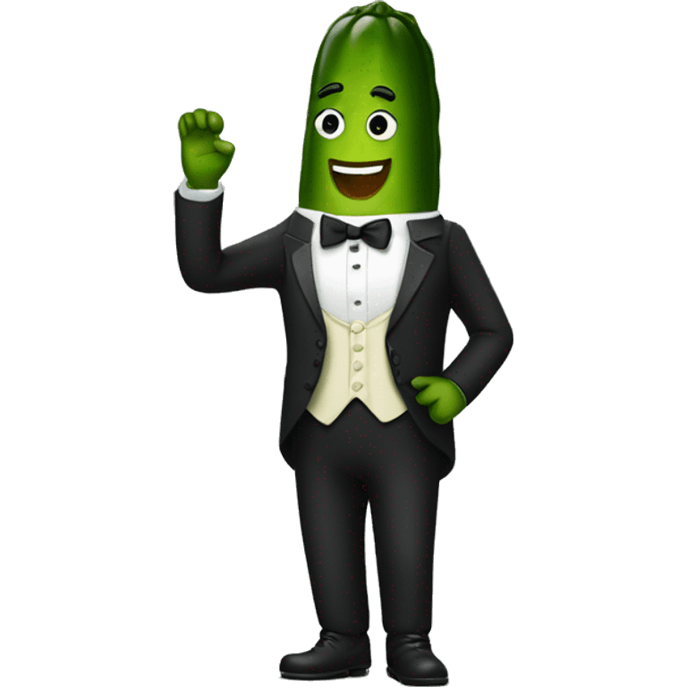 Pickle wearing tuxedo emoji