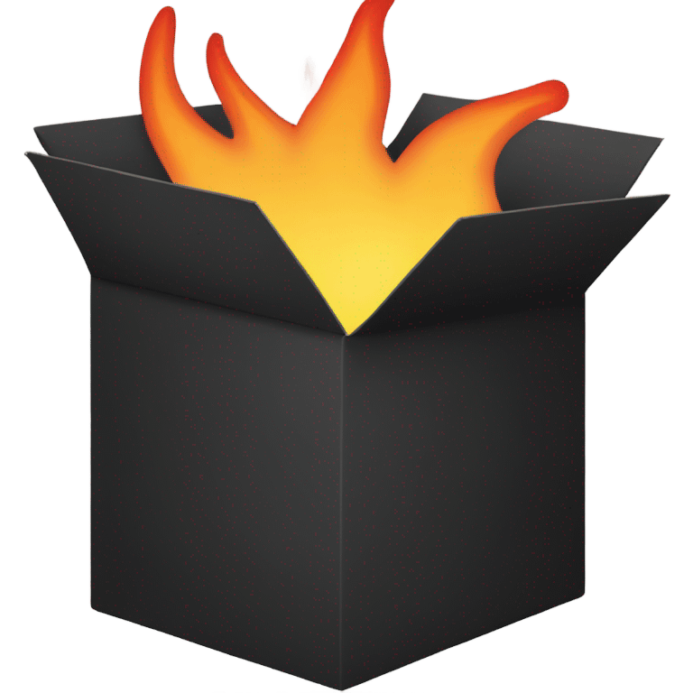 black carboard box with fire in it emoji