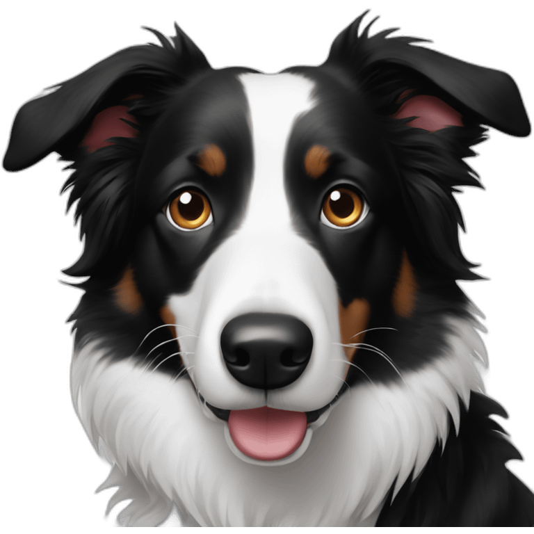 goofy black and white border collie emoji