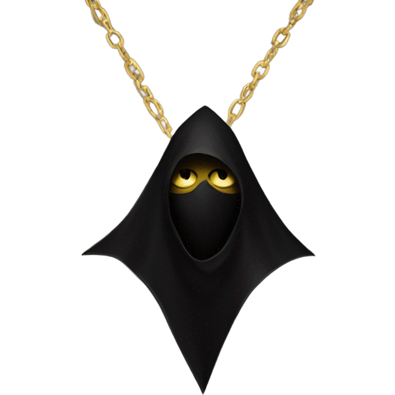 illuminati shadow figure standing in black cloak with gold triangle necklace emoji