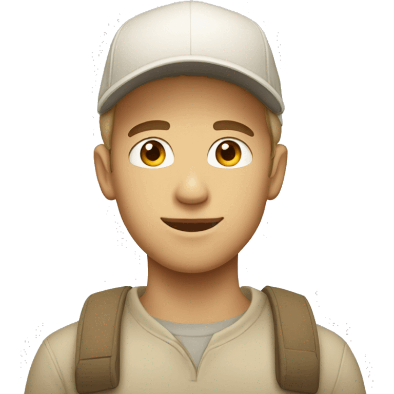 "Young man, white with  wearing a beige cap." emoji