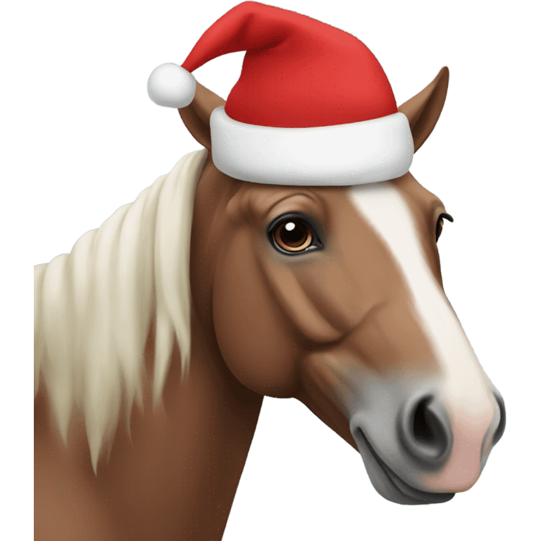 Horse wearing Christmas hat emoji