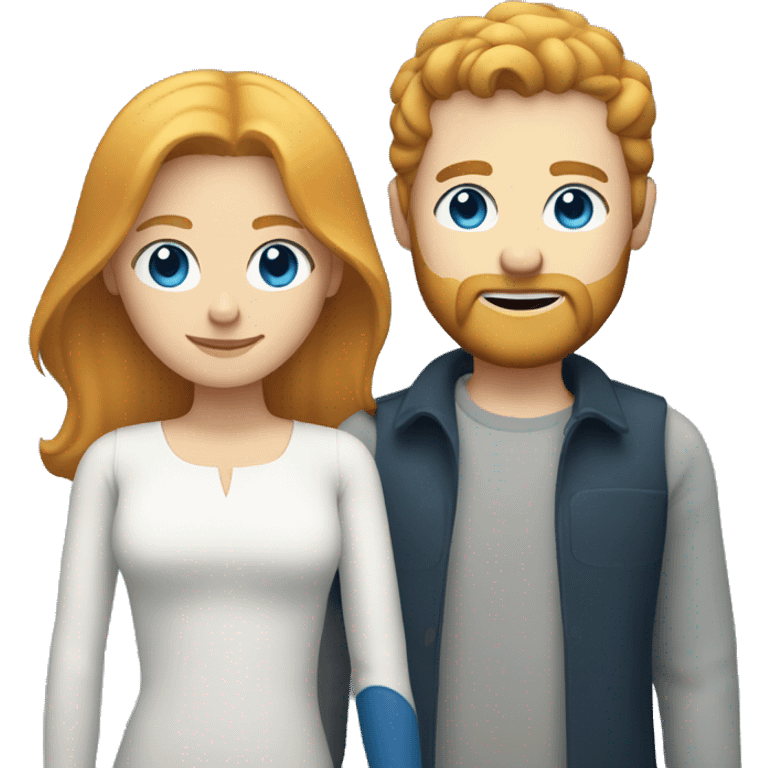 Couple white man with ginger hair and beard and blue eyes and a white woman with blonde hair and blue eyes  emoji