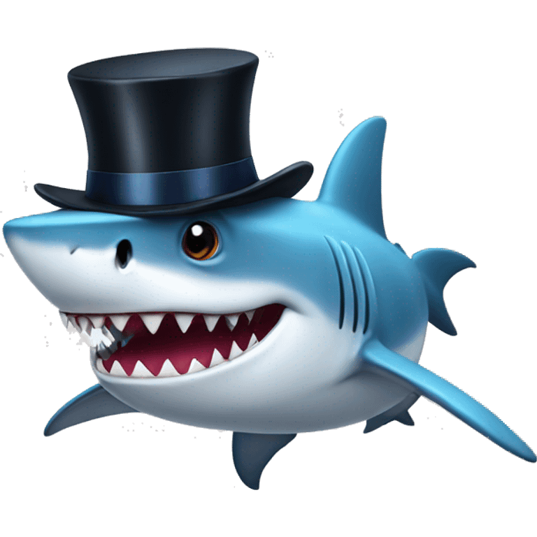 Shark with a top hat emoji