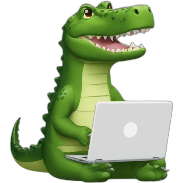 crocodiles-wearing-square-and-white-tee-working-on-a-black-laptop emoji