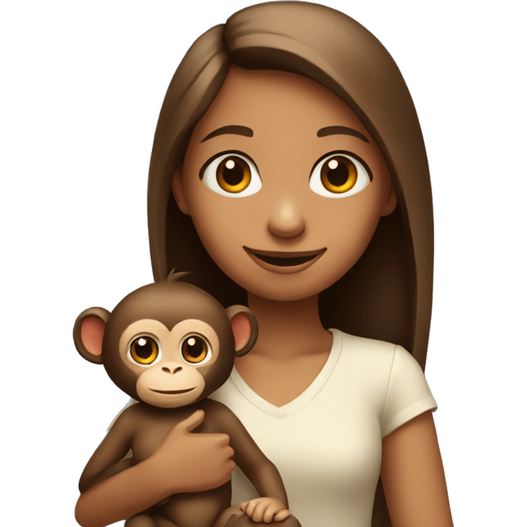 girl with cute monkey emoji