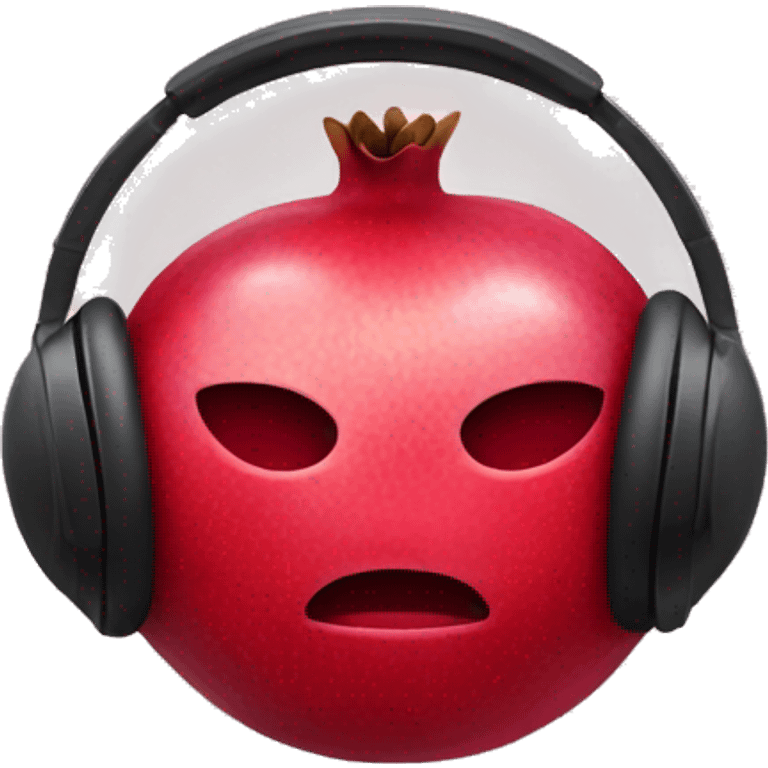 pomegranate emoji wearing headphones. no face emoji