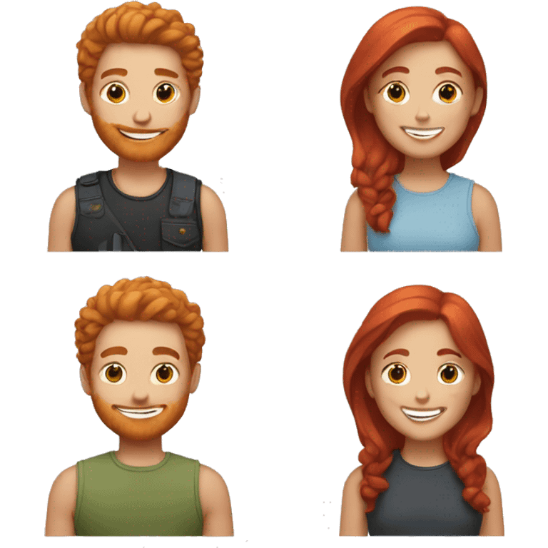 friends enjoying a sunny day one with red hair and one with Brown  emoji