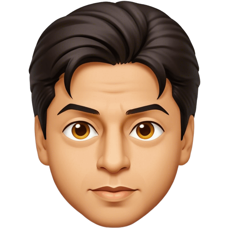 Cinematic Realistic Shah Rukh Khan Pop Culture Emoji, showcasing the charismatic charm of the Bollywood superstar rendered with lifelike detail and captivating lighting. emoji