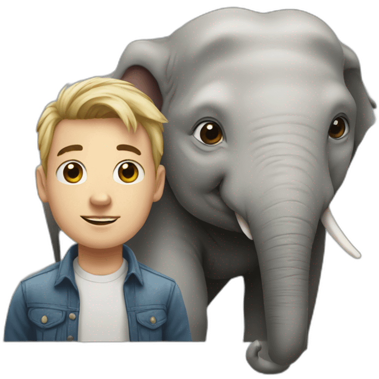 young white man next to an Asian elephant emoji