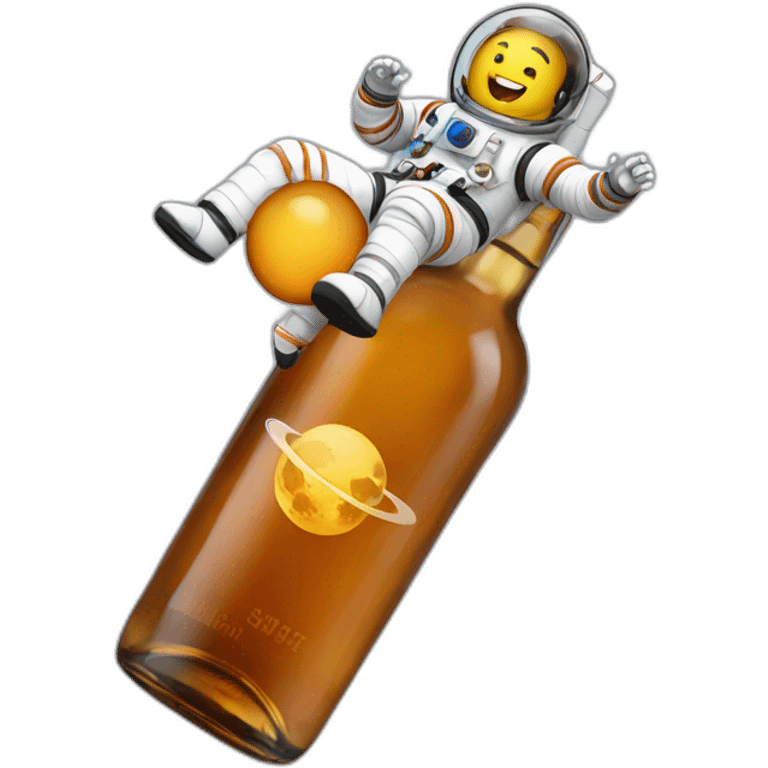 Astronaut floating on a whiskey bottle emoji