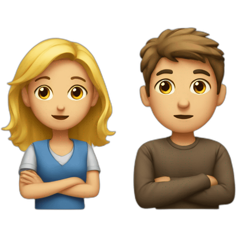 a boy and a girl thinking what to do next emoji