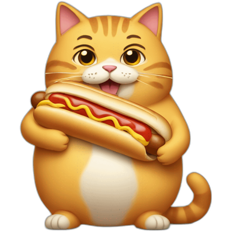 fat cat eating a hot dog emoji