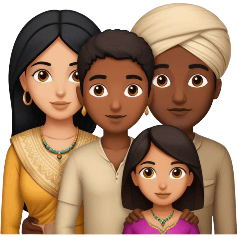 5 bestfriends: 2 North African men, 1 Iranian girl, 1 Indian girl, 1 black man emoji