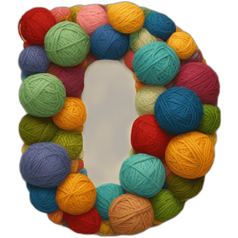 the letter G made of patchwork, colored yarn balls emoji