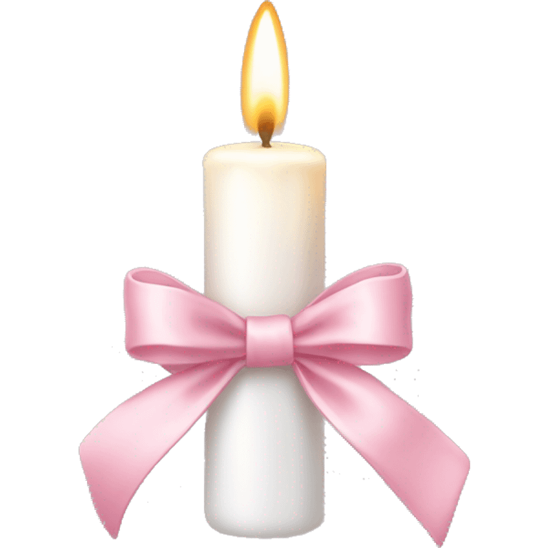 White candle light pink bow emoji